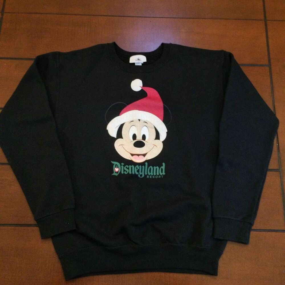 Disney parks Christmas Mickey Santa black sweatshirt large